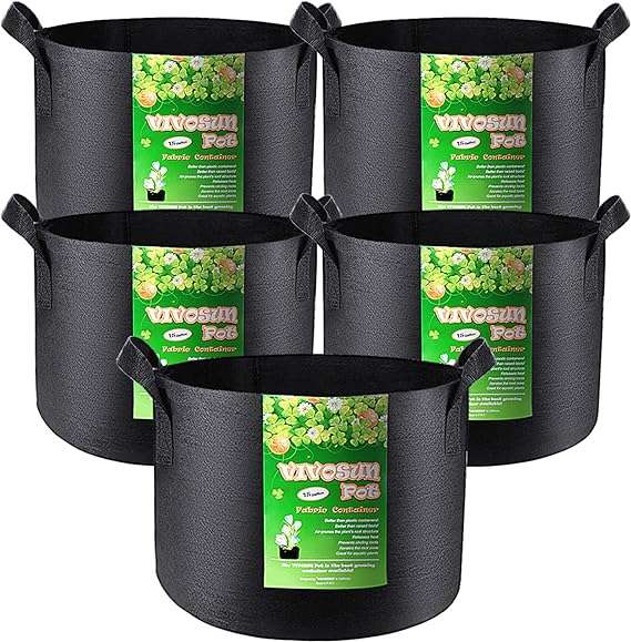 VIVOSUN 5-Pack 15 Gallon Grow Bags