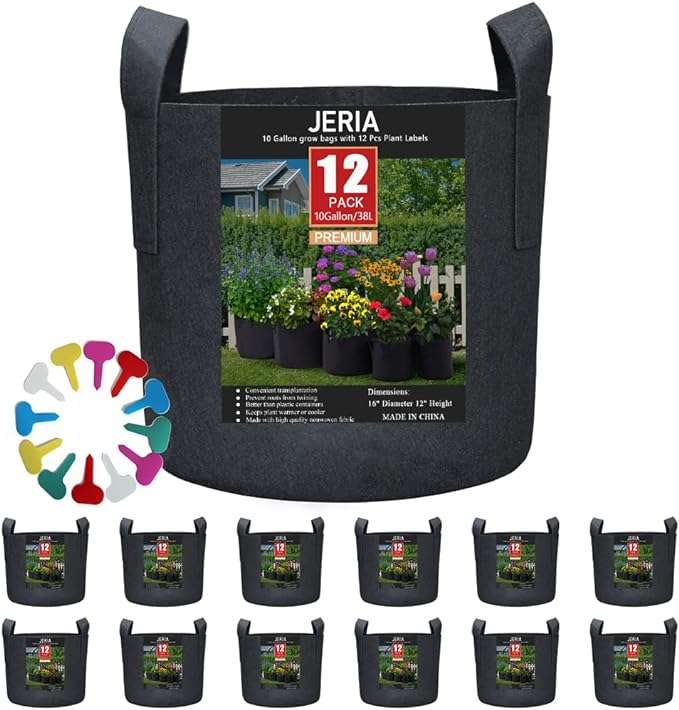 JERIA 12-Pack 10 Gallon Grow Bags