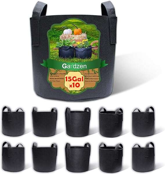 Gardzen 10-Pack 15 Gallon Grow Bags