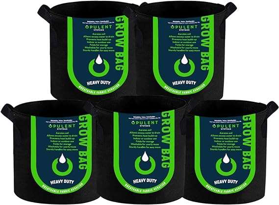 OPULENT SYSTEMS 5-Pack 15 Gallon Grow Bags